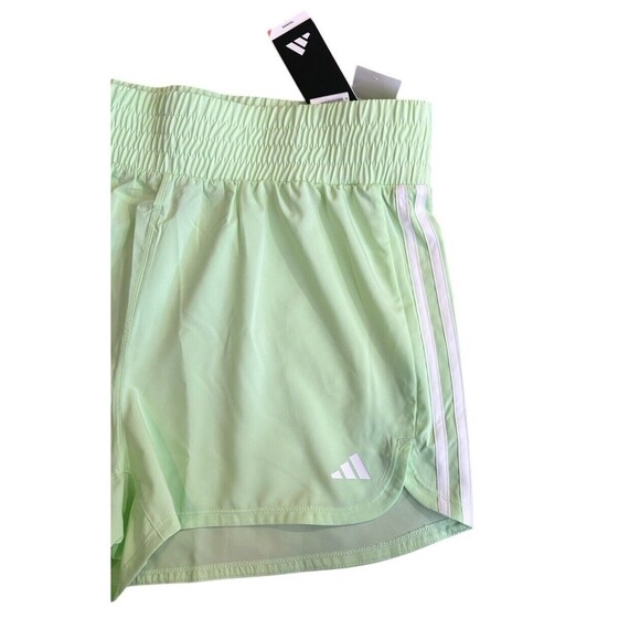 Adidas Pacer Training 3 Stripes Woven High Rise 3" Shorts Women's XL Green New! - Picture 2 of 12